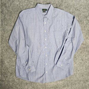 J Crew VTG 80s‎ Dress Shirt Men 17-35 Blue Houndstooth Check Long Sleeve Button